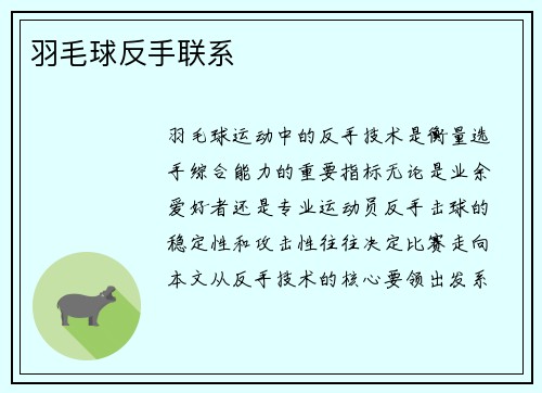 羽毛球反手联系