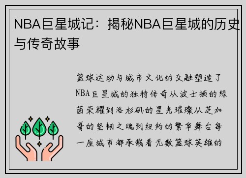NBA巨星城记：揭秘NBA巨星城的历史与传奇故事