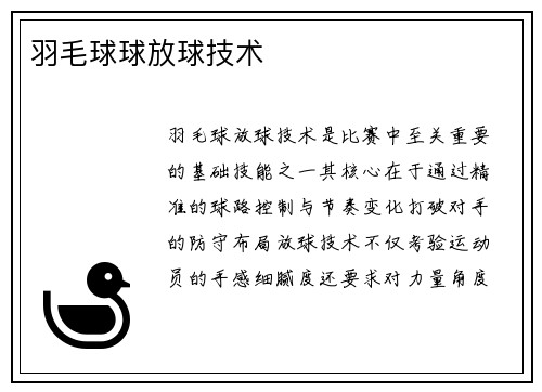 羽毛球球放球技术